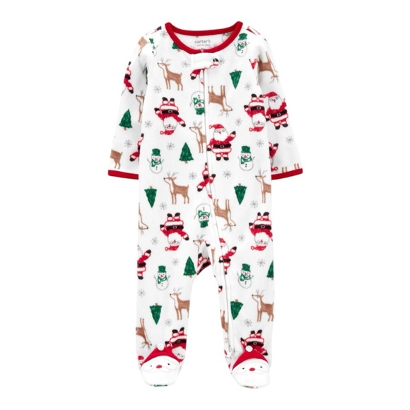 Carter's Other - Carter's White and Red Holiday Footies with Built-in Santa Feet